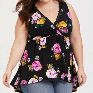 Torrid- Black Floral Studio Knit Babydoll
